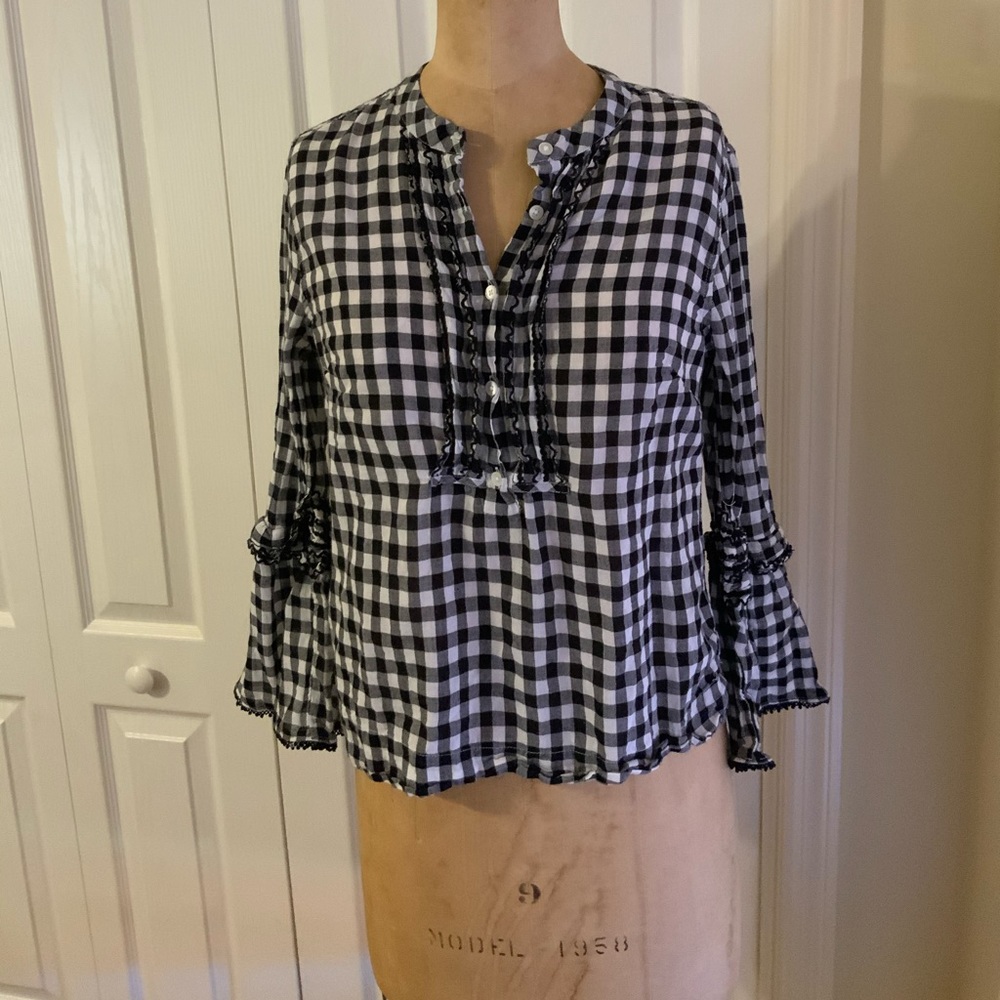 J.Crew Gingham Ruffled Blouse